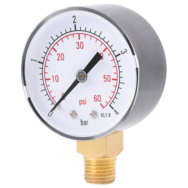 Pressure gauge, pressure tester 0-4 bar/0-60 psi 1/4 inch NPT hydraulic pressure gauge for air, water, oil, air and other materials
