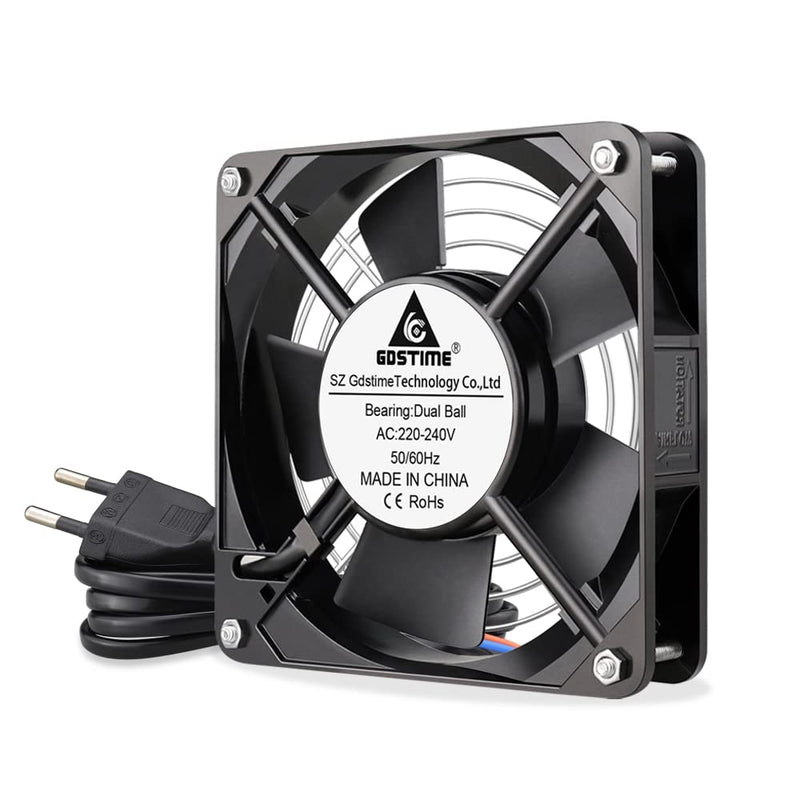 GDSTIME 120mm Fan 230V Fan 120 x 25mm 220V Fan Dual Ball Bearing AC 240V Brushless Cooling Fan