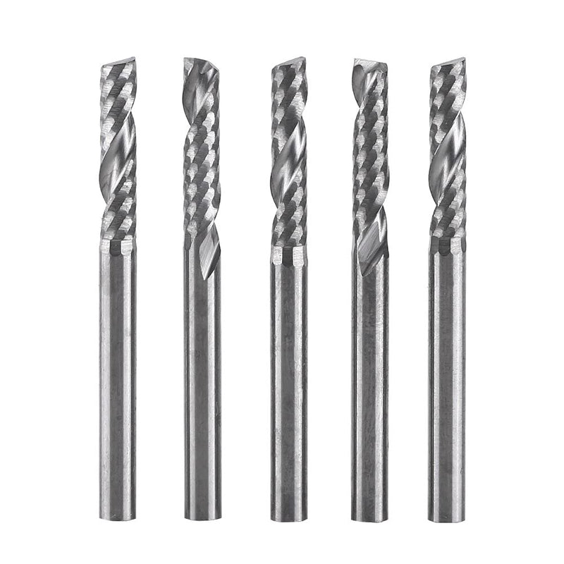 End Mill, 5PCS 1/8 Inch Shank 3.175mm x 12mm Carbide Flat End Mill CNC Milling Cutter Flute for Wood Aluminum Steel Titanium
