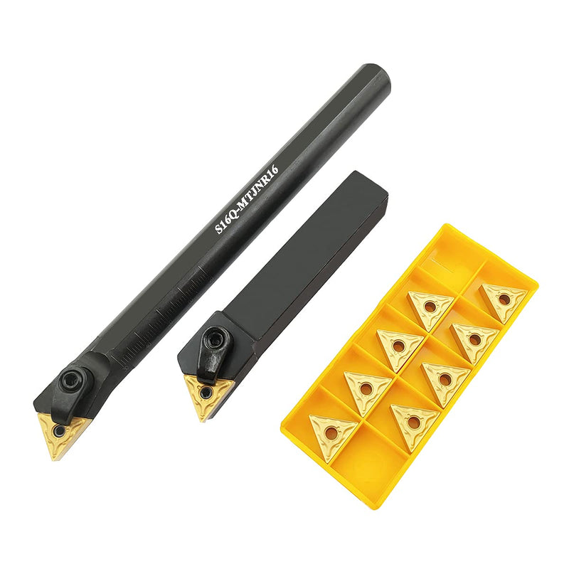 5/8 Inch Lathe Excircle Indexable Carbide Turning Tool Holder MTJNR1616H16 + Metal Lathe Internal Boring Bar S16Q-MTJNR16 + Indexable Carbide Turning Inserts TNMG331(TNMG160404).