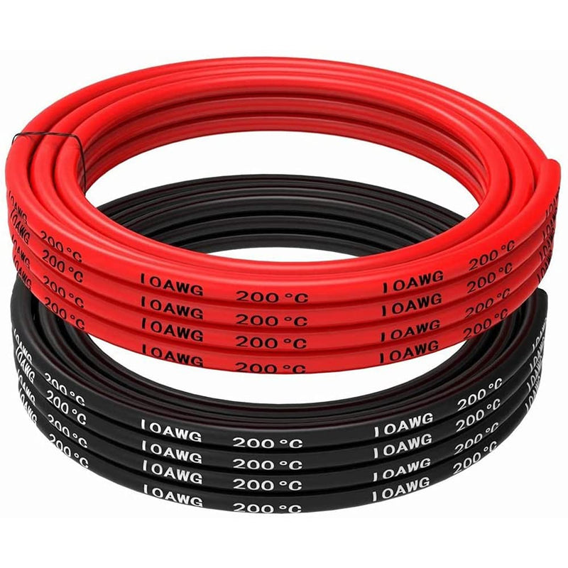 MMOBIEL Battery Electric Cable 10 AWG 6mm² Red and Black 2.5m/8.2ft Silicone Cable with 1050 Core Core Strands for RC Drone Airplane Truck Car Battery Clamp Cable 2.5m 10Awg