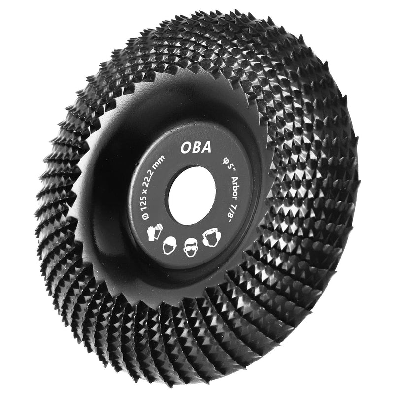 OBA wood grinding disc for angle grinder 125 mm wood carving disc, tungsten carbide wood grinding, sanding discs for shaping, grinding, carving, 125 mm curved