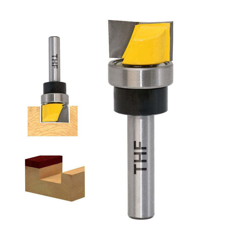 TXHF 8mm Shank Flush Cutter, Carbide Tip Professional Woodworking Cutter Tools with Ball Bearing