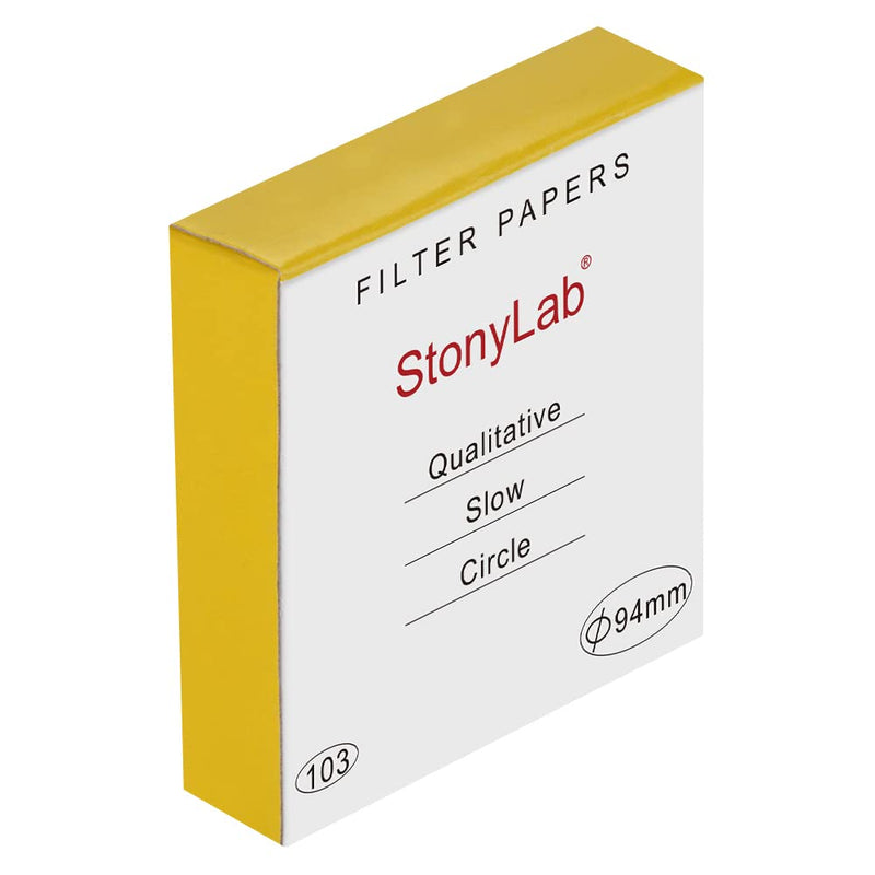 stonylab Quality Filter Paper, 100 Packs Slow Flow Rate Cellulose Filter Paper Circles with 10 Micron Particle Retention, 94mm Diameter 94mm Diameter White