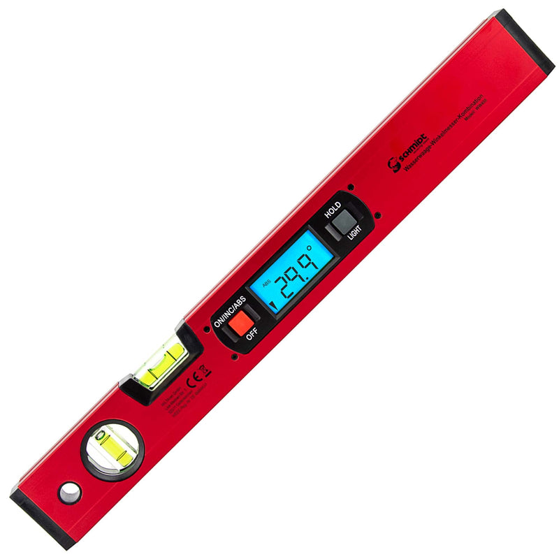 SCHMIDT security Tools Electronic Spirit Level Protractor - Inclinometer - Digital LCD Display - Combination Meter - Vertical and Horizontal Level - Angle Scales - Magnetic Scales Model WW400