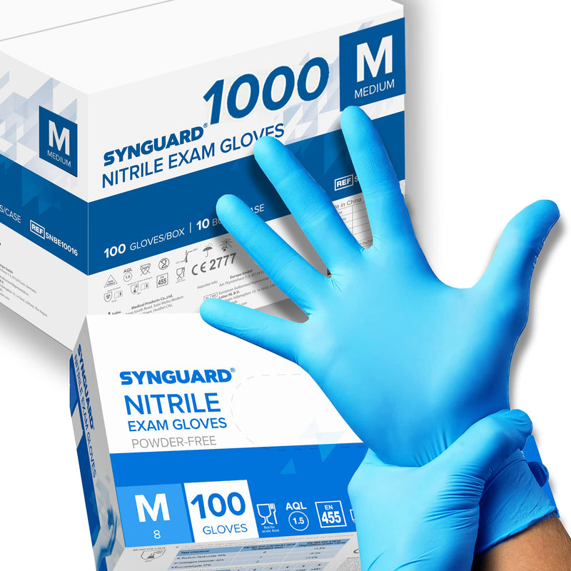 1000 Nitrile Gloves Powder Free Latex Free Hypoallergenic Food Gloves Medical Disposable Gloves (Size M) Size M
