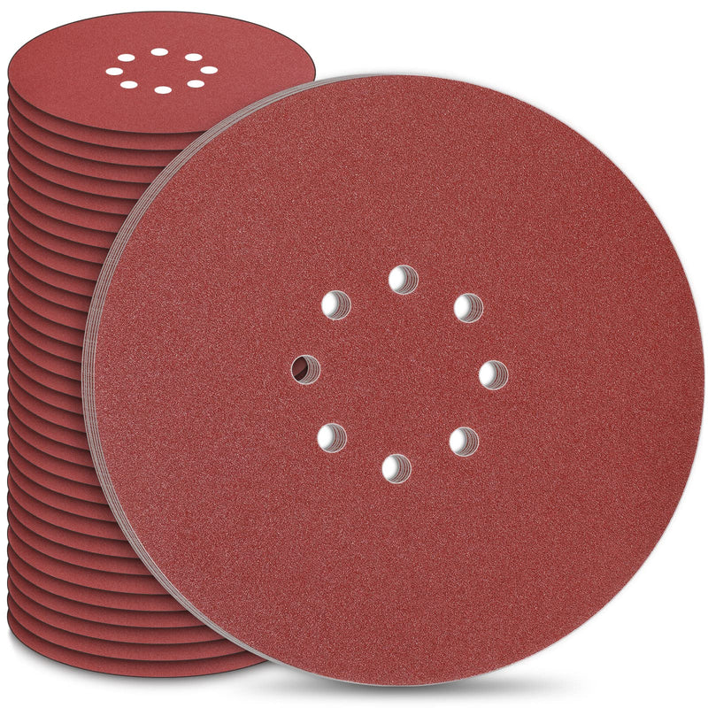 STEBRUAM sandpaper 225 mm Velcro, sanding disc 50 pieces 225 mm sanding discs for drywall sander sanding giraffe long neck sander sanding giraffe grit 10x P40/60/80/120/240 8 hole round 50 pieces - 40, 60, 80, 120, 240 grit