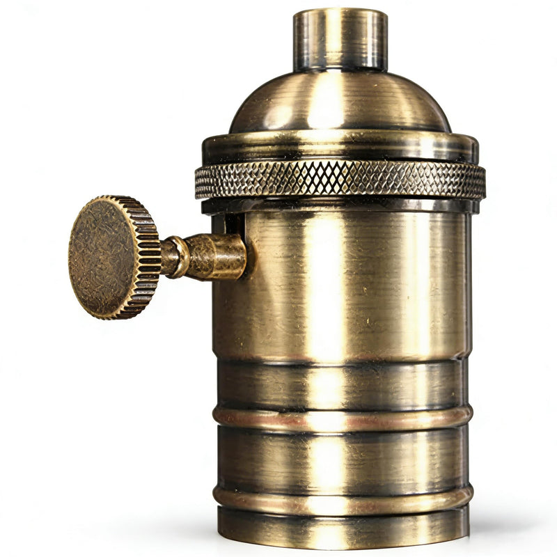 E27 Vintage Lamp Holder, E26/E27 Lamp Bulbs Construction Socket, Antique Copper Look Lamp Holder with On/Off Switch Pendant Light Socket for Edison Screw Bulb, Wall Table Ceiling Lamp