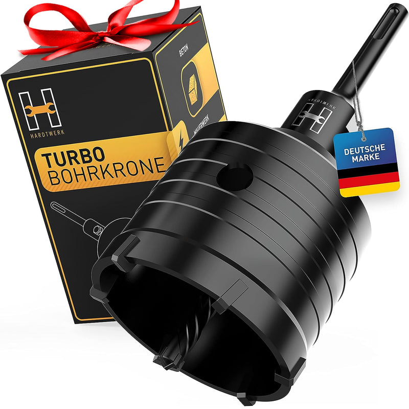 HARDTWERK Turbo drill bit 68 mm SDS Plus [XXL teeth] - can drill, hammer impact resistant for sockets in masonry, stone, concrete, drywall - socket drill, crown drill