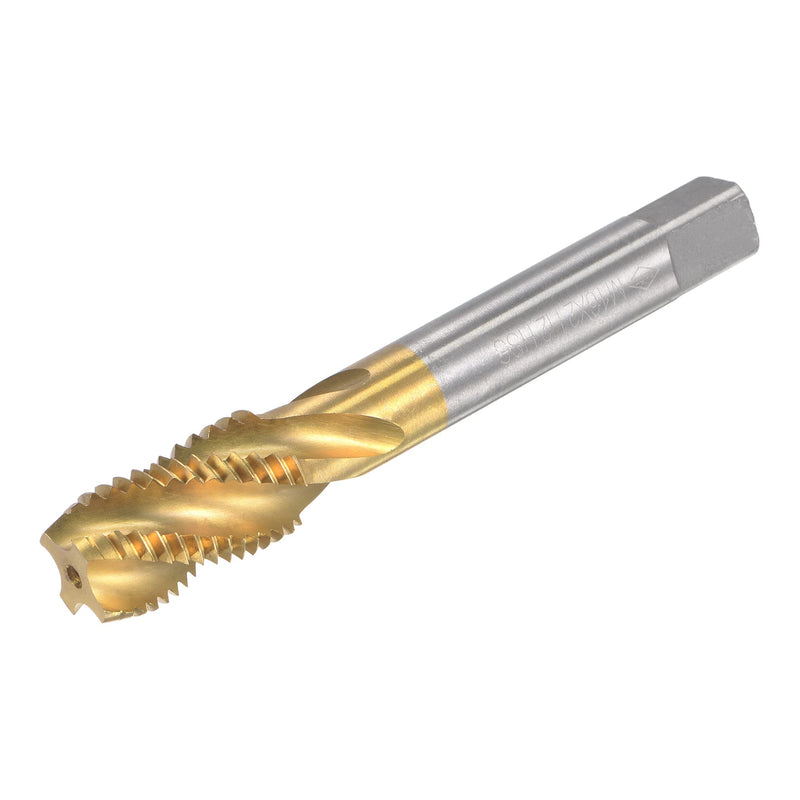 sourcing map Tap with Spiral Groove M16 x 2 High Speed Steel Titanium Coated Machine Tap 4 Flute Thread Cutting Tool H2 Tolerance
