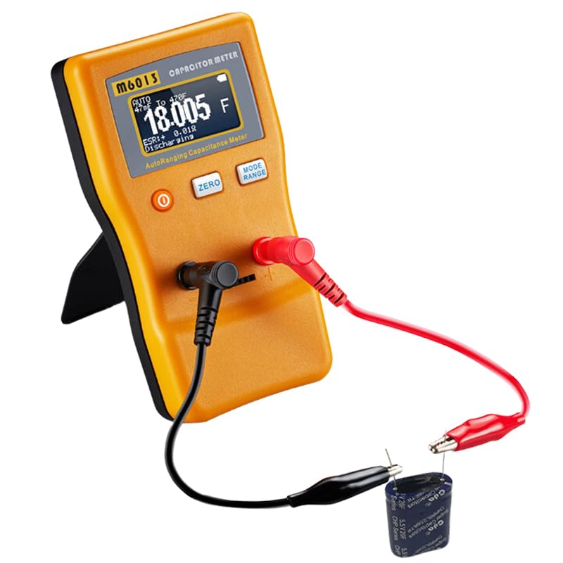 Capacitance Meter, 0.01pf to 470mf Capacitor Tester Auto-Ranging Capacitance Meter Handheld Capacitance Tester Capacitance Meter Capacitor Meter Capacitance Meters with 2 Test Clips