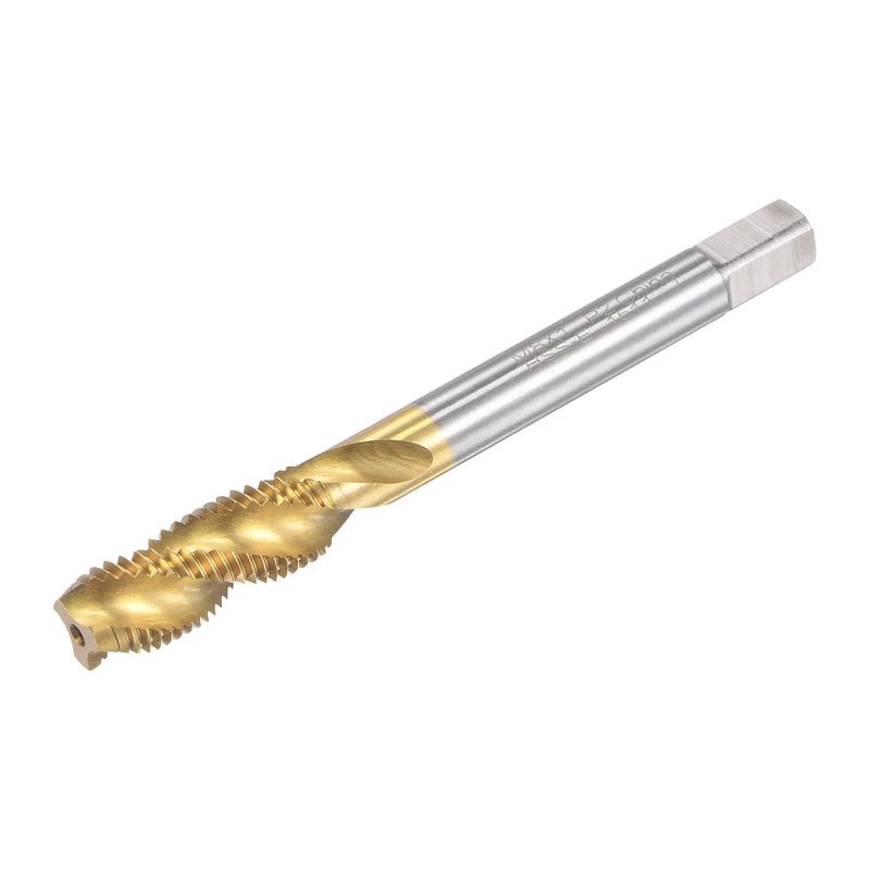sourcing map Tap with Spiral Groove M8 x 1 High Speed Steel Titanium Coated Machine Tap 3 Flute Thread Cutting Tool H2 Tolerance