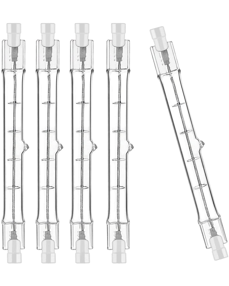 Jaenmsa R7S halogen bulbs 118mm 200W 230V, pack of 5 halogen rod R7S 118mm, halogen bulb r7s dimmable halogen rod lamp for construction spotlights, work landscape lighting, living room lights 118mm-200W-5p