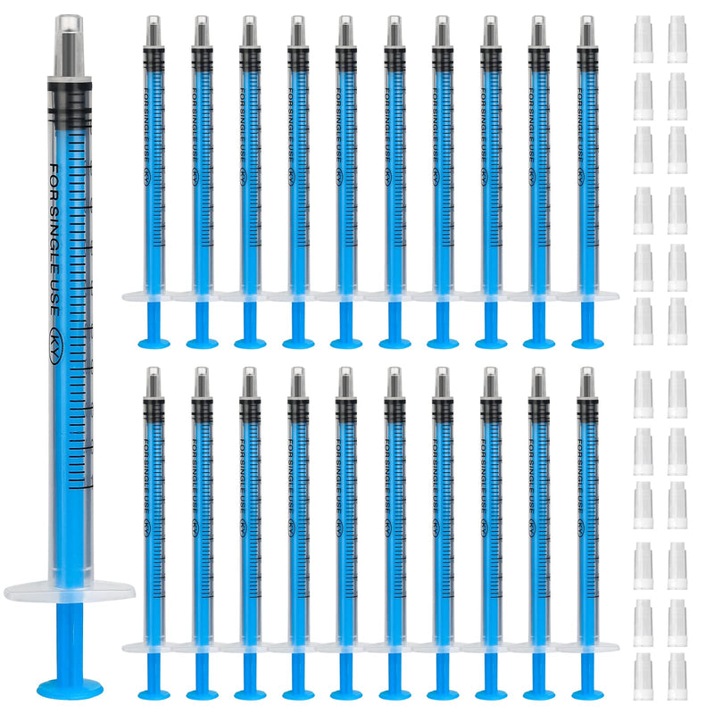 1 ml syringe sterile, 40 pack plastic syringes with cap, dosing syringe for measuring and dosing liquids, plastic syringe, individually packed disposable syringes