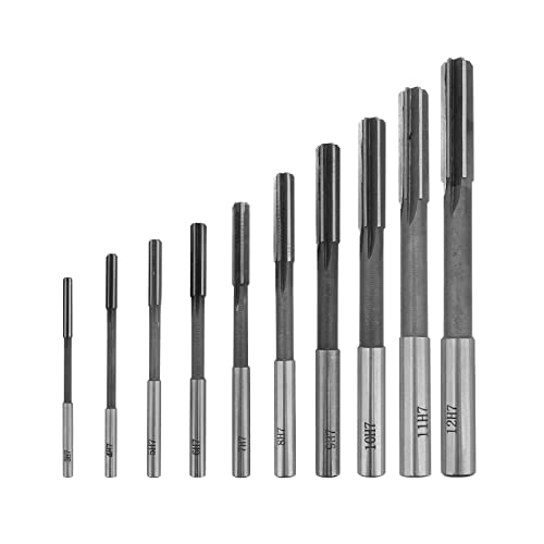 10 Pieces Reamer Set, HSS H7 Straight Flute Reamer Machine Cutter, 3/4/5/6/7/8/9/10/11/12 mm, for Drilling Machine, Built-in Drill, Milling Machine, etc