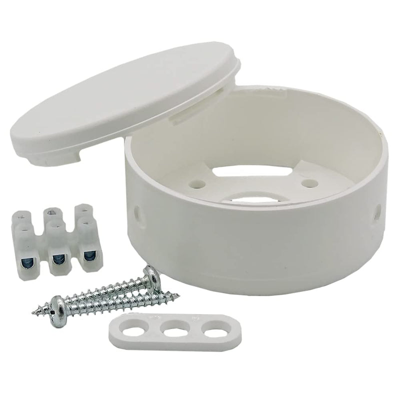 Distribution box white incl. 3-pin terminal block and accessories ø 70x32mm surface-mounted box connection box canopy ceiling box