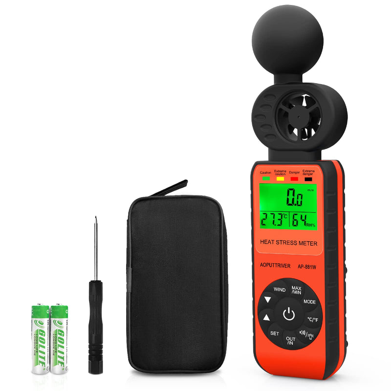 AOPUTTRIVER Anemometer AP-881W Hand Anemometer with Wind Speed/Temperature/Humidity/WBGT Alarm for Drone Flight, Hunting, Sailing