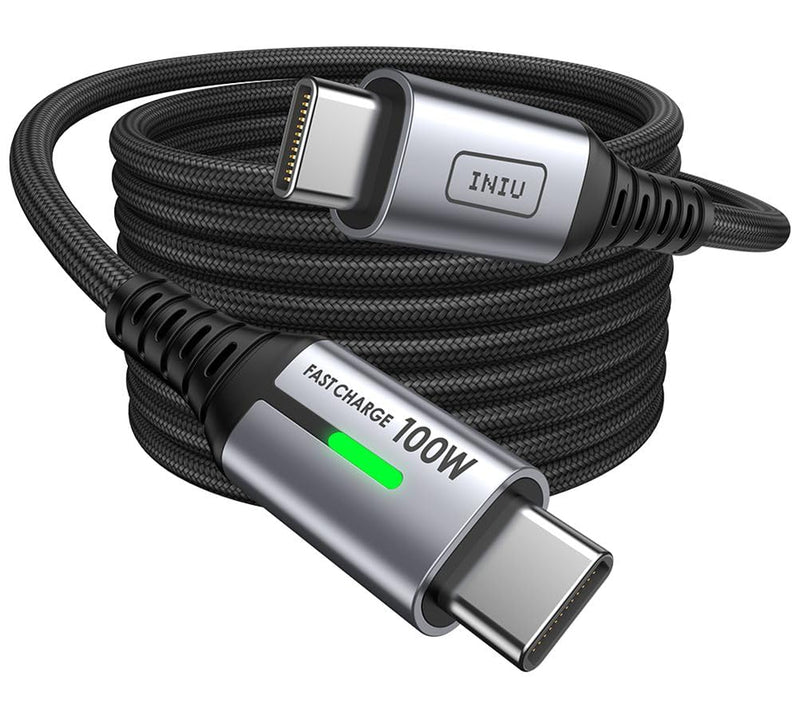 INIU USB C cable, 100W [2m] 5A PD QC 4.0 fast charging cable USB C to USB C cable, nylon braided charging cable USB C charger USB-C for iPhone 15 Samsung S21 Note 10 iPad MacBook tablets. 2m