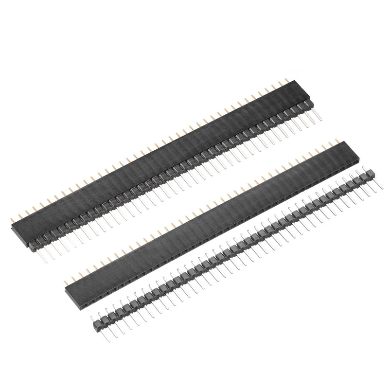 sourcing map 10 Pairs Male and Female Pin Header 40 Pin 2.54mm Straight Single Row Fragile Header Connector PCB Pin Header