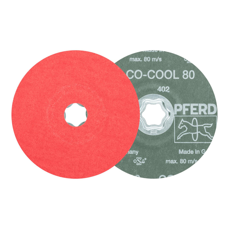 PFERD TOOLS COMBICLICK Fiber Disc, 5 Pieces/Ceramic Grain Diameter 125 mm CO-COOL80 / 44498022 - for Cool Sanding on Stainless Steel with Angle Grinder, Fiber Grinder, Grit Size 80 Fiber sander grain size 80 CO-COOL