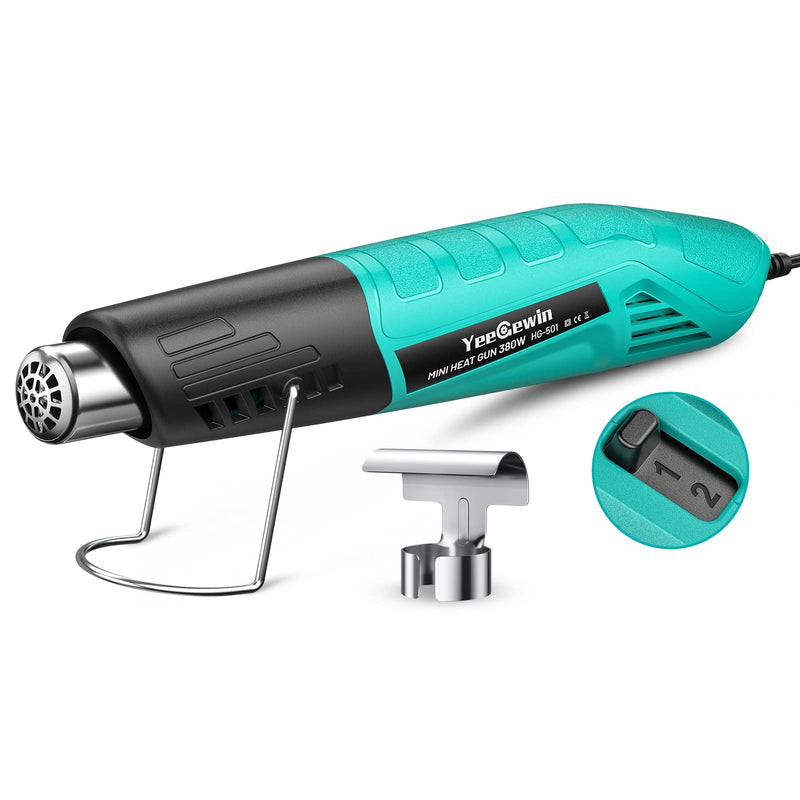 Yeegewin Mini Heat Gun, Handheld Hot Air Gun with 2 Temperature Settings 249°C-455°C, Quick Heating Hot Air Gun with Overload Protection, Stainless Steel Nozzle for Crafts, Shrink Film 1