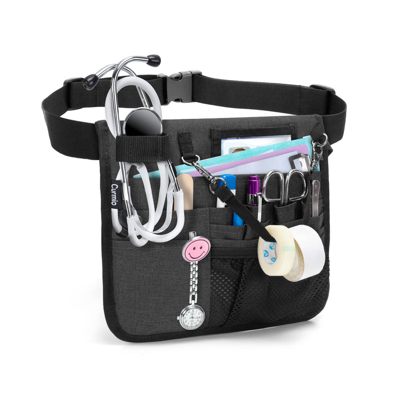 CURMIO Nurse Bag, Belt Bag for Nurse, Medical Bum Bag, Waist Bag with Adjustable Belt for Nursing Accessories, EMPTY BAG, Black