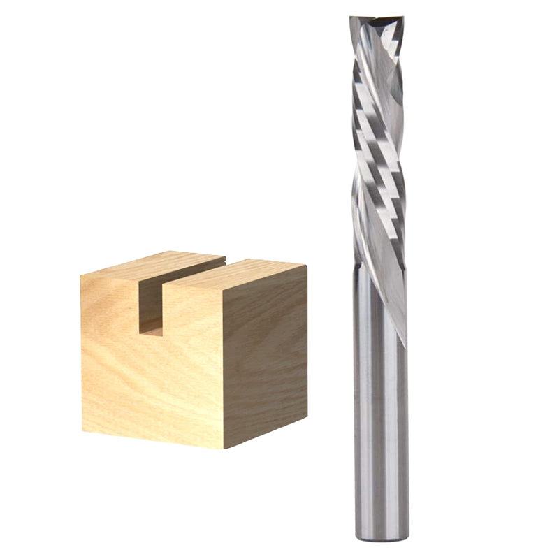Sinoprotools spiral groove cutter 8 mm shank/solid carbide CNC spiral cutter/32 mm cutting length end mill/CNC cutter router/compression cutter double-edged for wood (2+2 flutes) 8x32x75mm