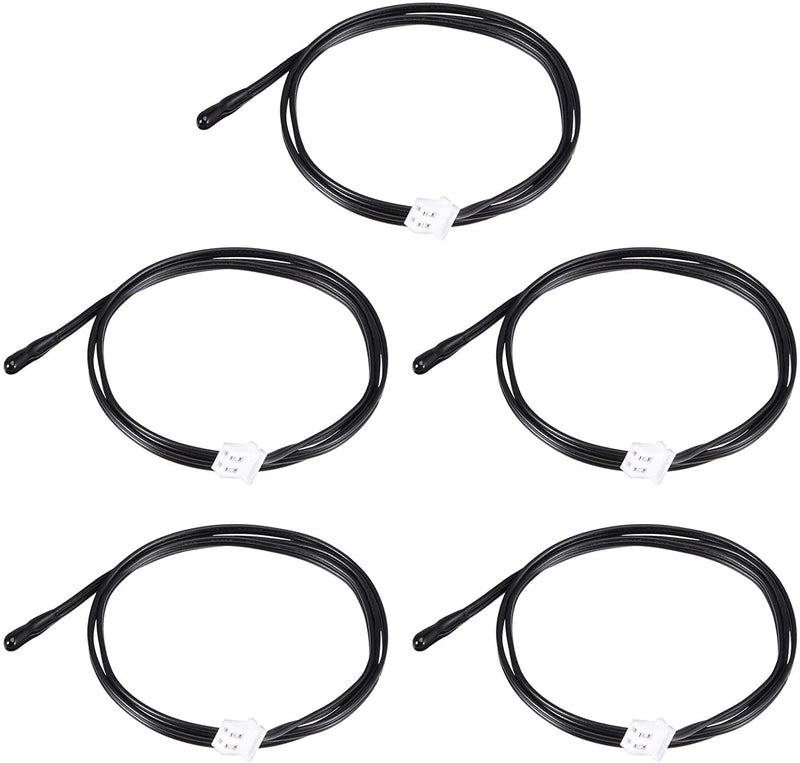 Hsthe Sea 5Pcs 10K Temperature Sensor Probe, Waterproof Temperature Sensor Probe 3950 NTC Temperature Sensor Probe, Digital Temperature Transmitter Extension Cable Rubber Head