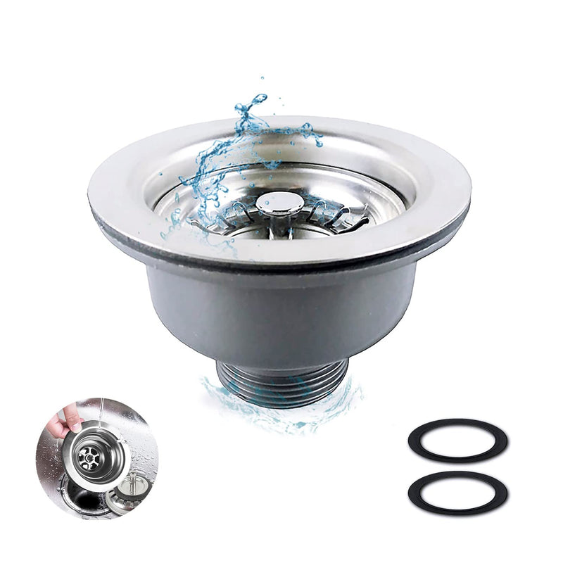 VIKSAUN Sink Collection 304 Stainless Steel Kitchen Strainer Basket Valve Sink Basket Strainer Plug Kitchen Sink Strainer (114mm) 114mm