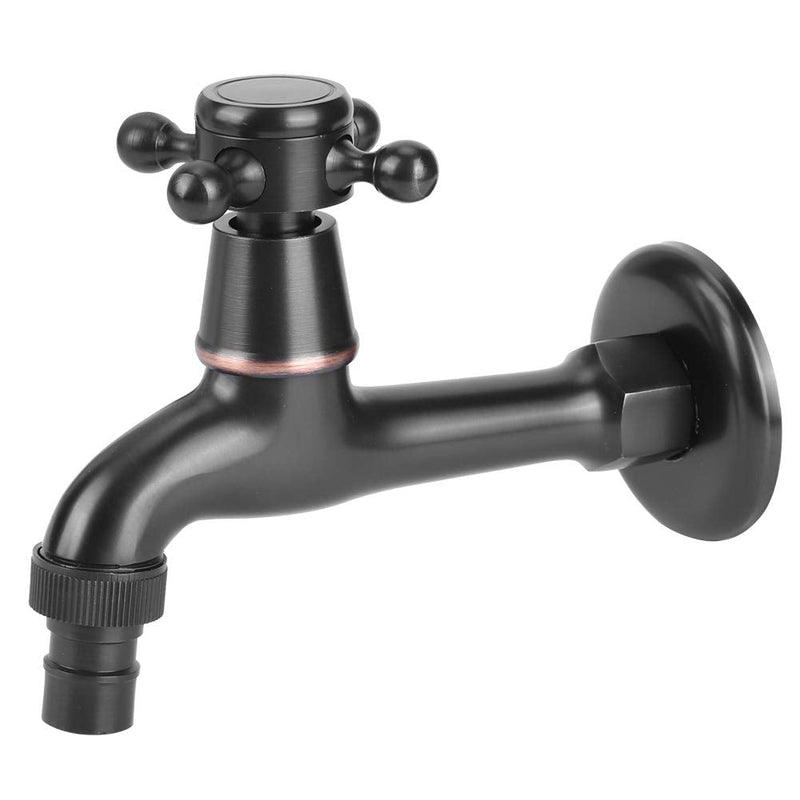 Vintage Cold Water Garden Faucet, G1/2in Black Brass Faucet Wall Mounted Solid Cross Handle Basin Faucet for Bathroom