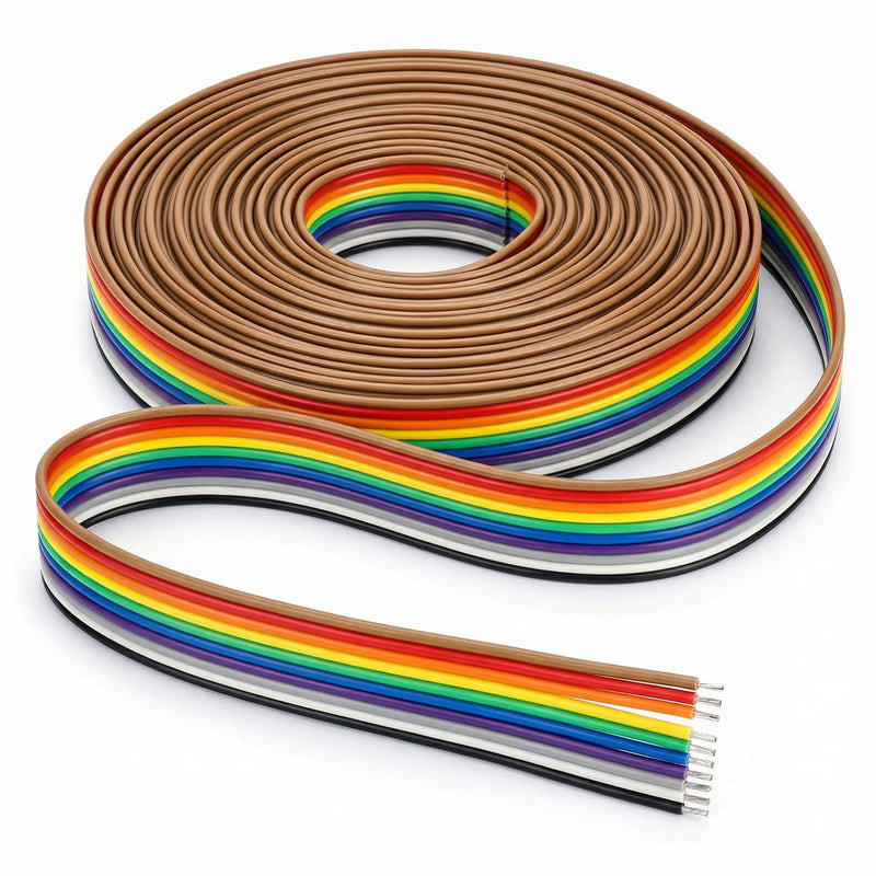 QWORK® Flat Ribbon Cable, Jumper Cable Breadboard Cable 10-Pin 1.27 mm Pitch for 2.54 mm Pin Header Connectors, 6 m