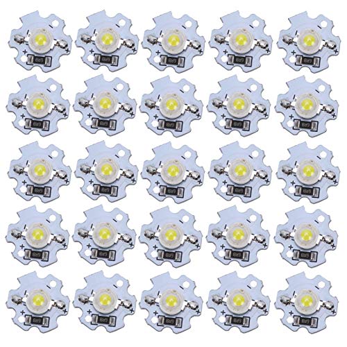 LED Lamp Beads Pack of 25 1W 200LM 5V Pure White for DIY Lighting Fixtures Torches High Performance LEDs for DIY Projects