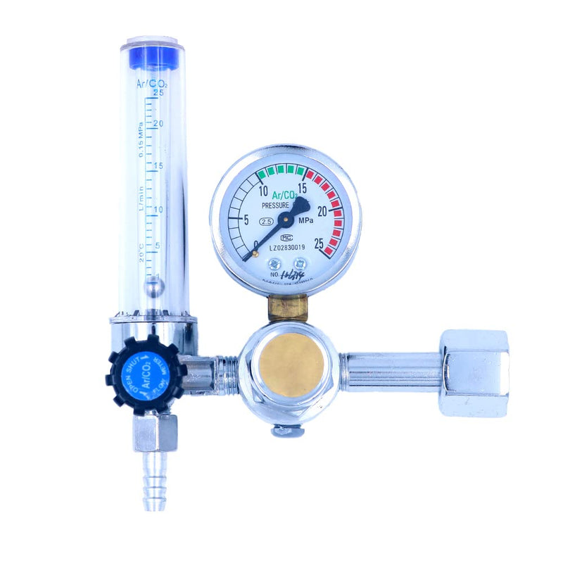Argon Regulator Gas Reducer, MIG Mini Gas Bottle Regulator with Gauge, Welding Pressure Gauge, Argon CO2 Mig Tig Flow Meter Pressure Gauge