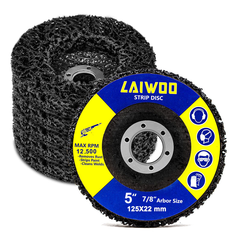 LAIWOO CSD disc sanding disc, purple cleaning disc set, coarse cleaning disc, nylon fabric disc, paint removal rust for angle grinder (5 pieces, 125 x 22 mm), black, 5 pieces, 125 x 22 mm