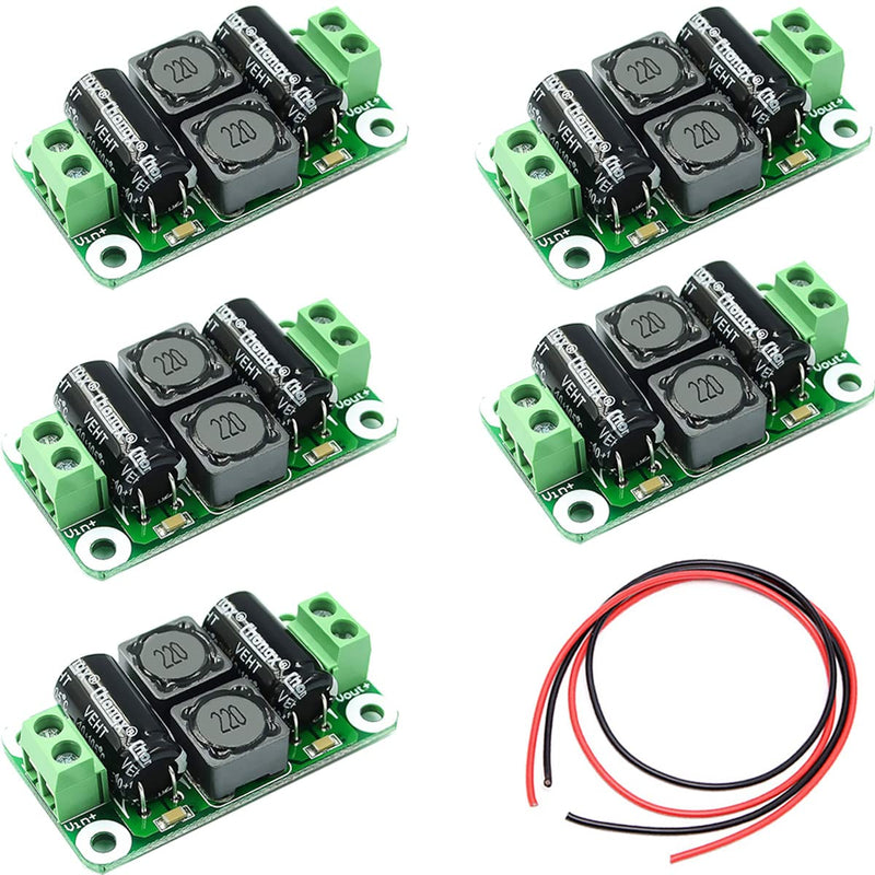 Pack of 5 DC Power Supply Filter Board Class D Amplifier 0-50V 4A Car EMI Suppression Module with Red and Black Cable
