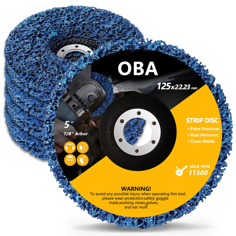 Pack of 5 CSD disc sanding disc 125 mm, OBA coarse cleaning disc nylon fabric disc paint removal rust for angle grinder 125 mm x 22.2 mm