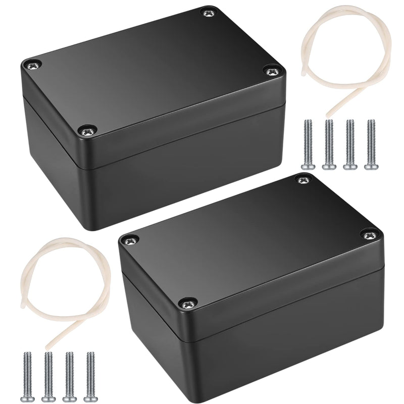 Pack of 2 waterproof junction boxes, project box electronic, plastic project junction box housing electrical box - 100 x 68 x 50 mm/black A100 x 68 x 50 mm black