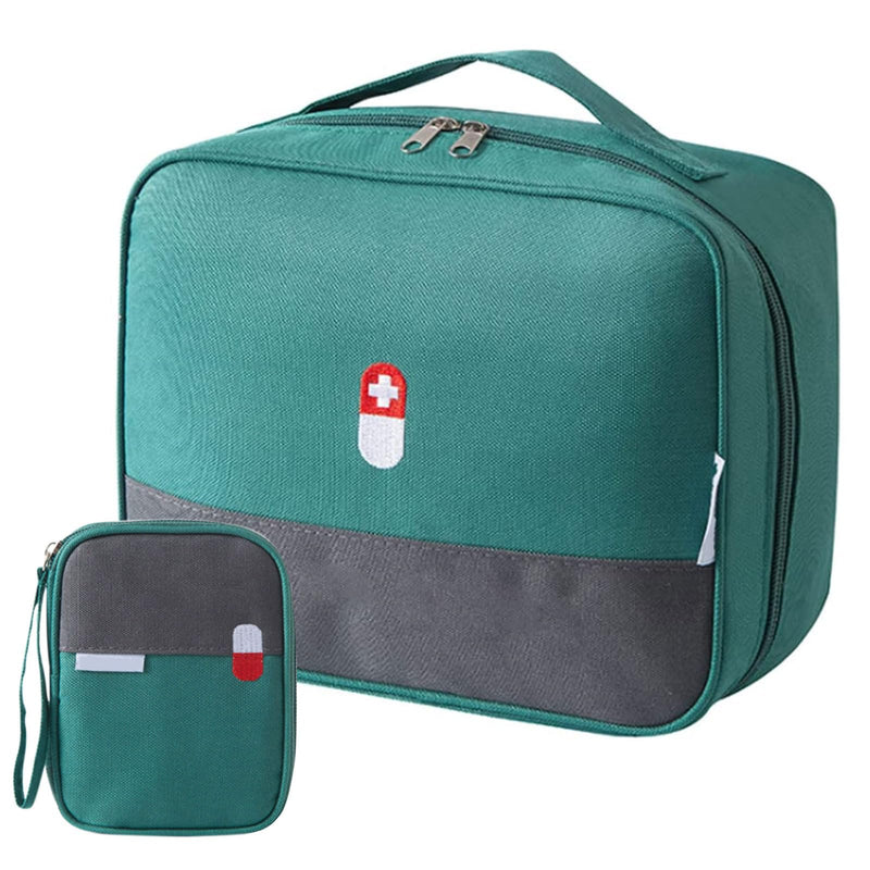 Medicine Bag Pack of 2, First Aid, Travel Pharmacy Home Travel (Green) | Pack of 2 medicine bag, large capacity emergency bag, portable travel pharmacy medicine bag, medicine box Green