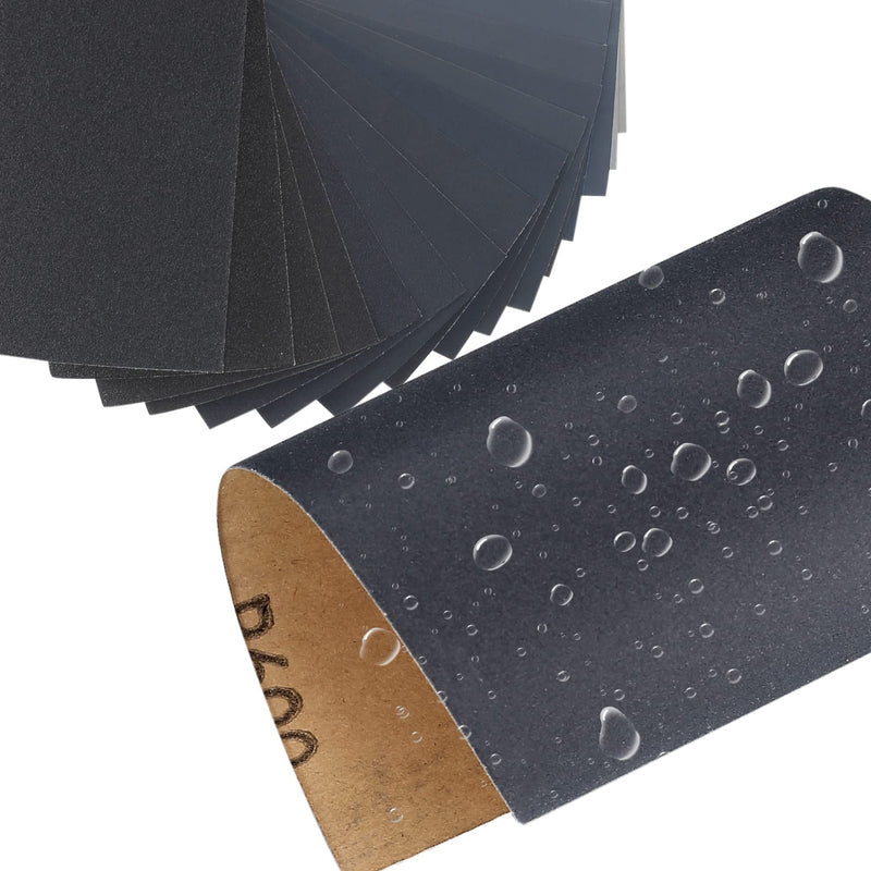 Sandpaper set, 45 pieces grit 120 to 7900 wet and dry sandpaper, sandpaper for polishing and sanding for cars, wooden furniture, stone, paint, metal, glass - 22.9 x 9.9 cm
