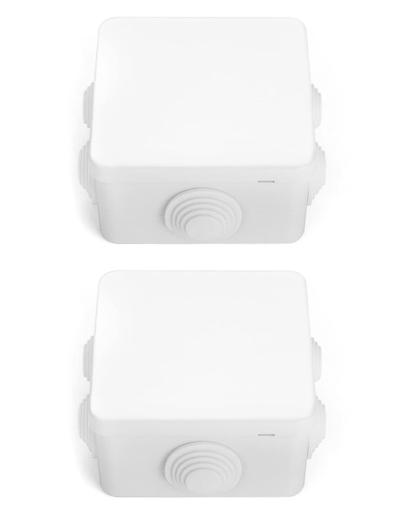 QWORK Pack of 2 surface-mounted junction boxes, junction boxes, waterproof, dustproof, IP65, ABS plastic, universal electrical project housing, white, 85 x 85 x 50mm