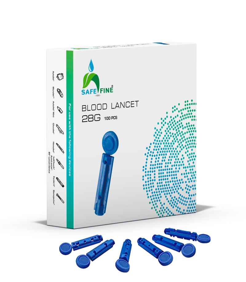 Blood Lancets 28G 3 mm - Sterile & Low Pain Compatible with Lancing Aid Blood Sugar Lancets for Diabetes, Pack of 100