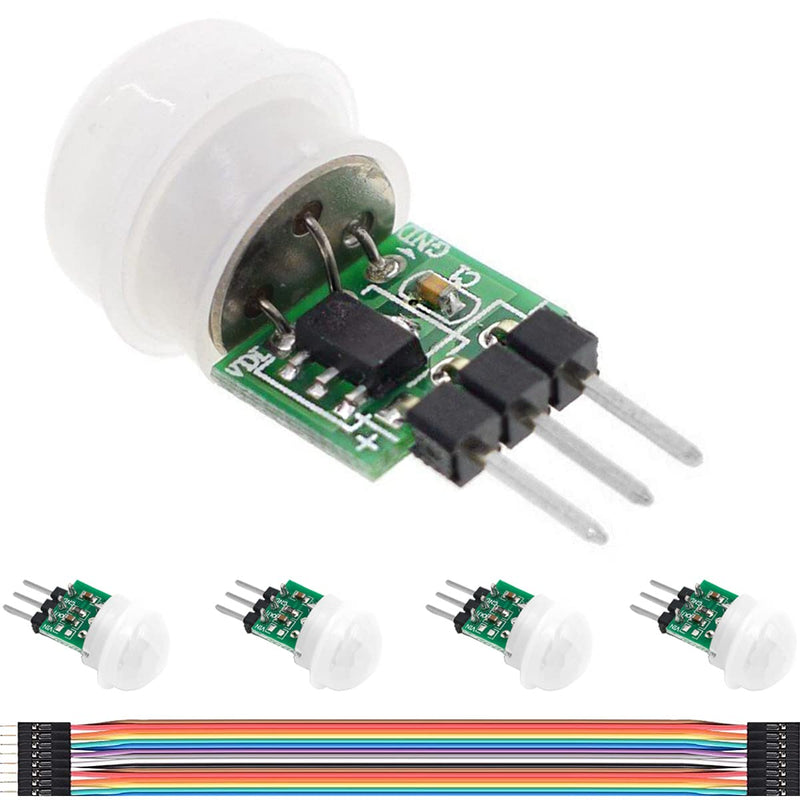 DAOKAI PIR Human Sensor Module 5PCS AM312 DC 2.7-12V Mini Pyroelectric IR Sensor Body Manual Motion IR Detector Module with Dupont Cable Mini human sensor module