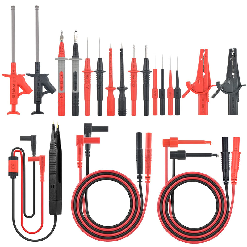 Test Leads for Multimeter Test Cable Set MESTEK 21 Pieces Banana Plug Test Probes Crocodile Clips Mini Hook Test Probe Extension Cables Specialty Accessories Kit