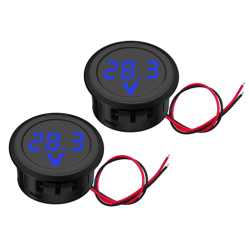 2 Pieces 12V DC Voltmeter Waterproof Digital Display Voltmeter LED Display Voltage Meter for Car Motorcycle SUV ATV Marine (Blue) Blue