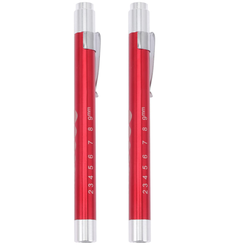 2 pieces diagnostic light, medicine pupil light, medical flashlight, pen with light, LED pen lamp, penlight pupil lamp with pupil gauge, pocket clip for nurses, doctors, students