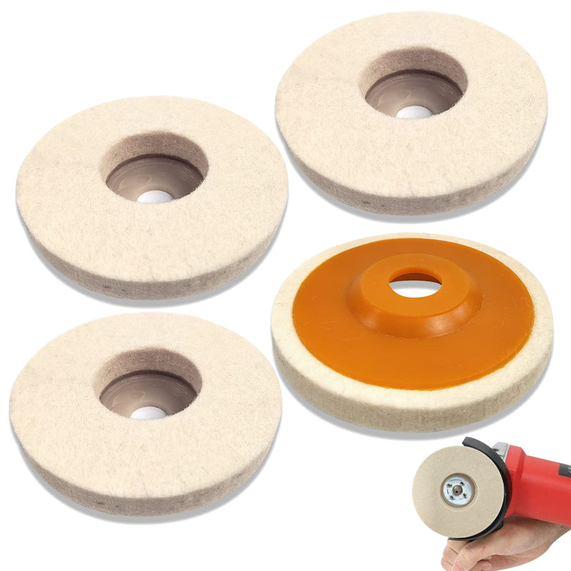 4 x Wool Polishing Attachment, 125 mm Polishing Disc for Angle Grinder and Drill, Sanding Sanding Tool (Extra Thick 12 mm) 4