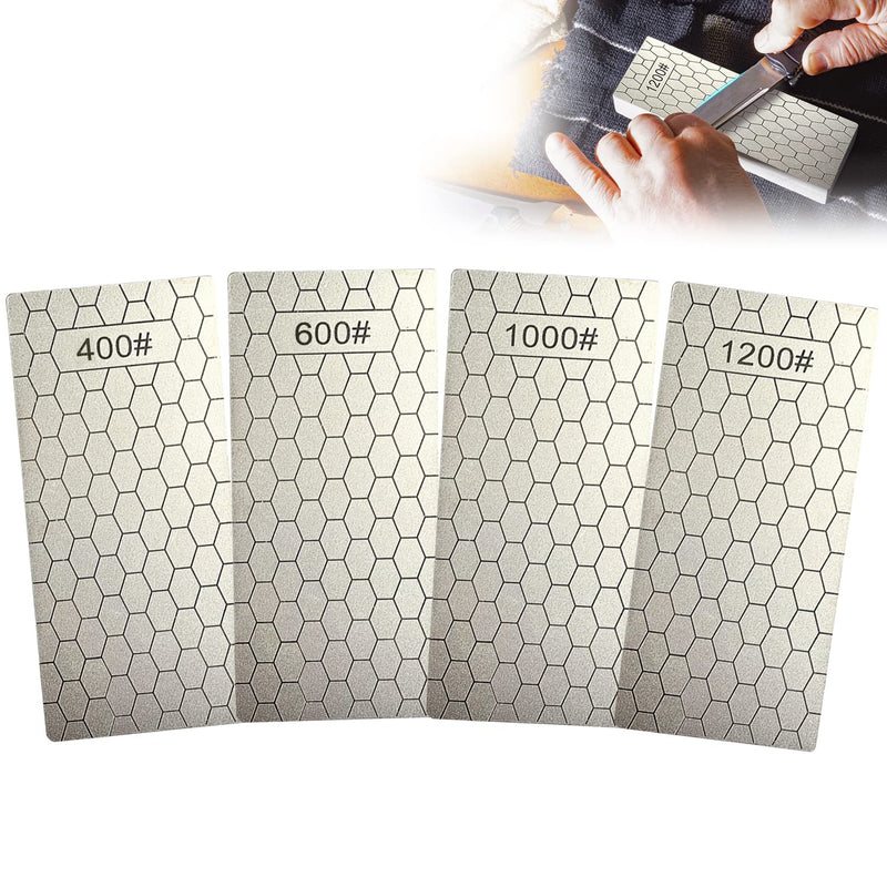 HWTONG Pack of 4 400/600/1000/1200 diamond whetstones, for kitchen appliances and outdoor use, silver