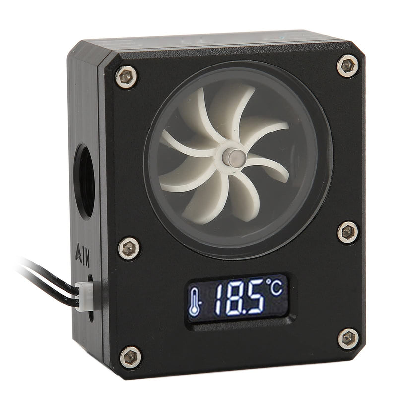 Water Flow Meter for PC, 8 Wheels Flow Meter Display Water Flow Sensor with G1/4 Thread for PC Water Cooling System, Small 3 Pin 12V Flow Meter with LCD (Black) Black