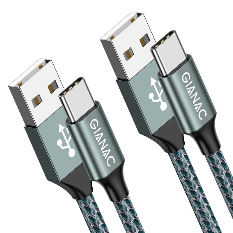 GIANAC USB C cable, [2 pieces 3 m] 3.1A charging cable USB C nylon fast charging and synchronization cable USB C for Samsung S10/S9/S8te 10te 9, Huawei P30/P20/Mate 20, Sony Xperia 3M+3M