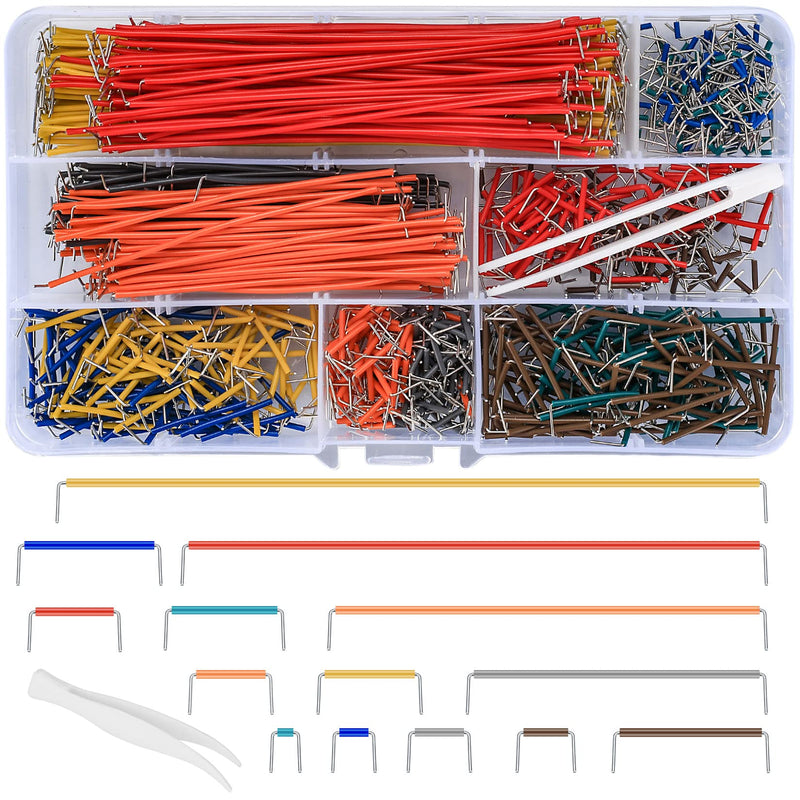 840 pieces breadboard jumper wire set, electronics breadboard jumper wire jumper set, jumper cable wires kit male to male 14 different lengths assorted, with plastic clips